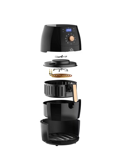 HOMCOM Digital Air Fryer 1700W 5.5L with Rapid Air Circulation System Adjustable Temperature 60 Min Timer for Healthy Oil Free L - pic 67119 | FastDaddyshop
