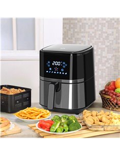 HOMCOM 4.5L Digital Air Fryer, 1500W W/ Digital Display, Adjustable Temperature, Timer and Nonstick Basket, Black 800-125V70 2