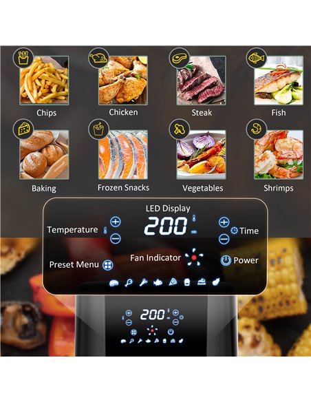 HOMCOM 4.5L Digital Air Fryer, 1500W W/ Digital Display, Adjustable Temperature, Timer and Nonstick Basket, Black 800-125V70 - pic 67123 | FastDaddyshop