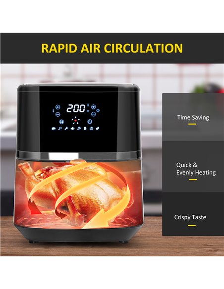 HOMCOM 4.5L Digital Air Fryer, 1500W W/ Digital Display, Adjustable Temperature, Timer and Nonstick Basket, Black 800-125V70 - pic 67126 | FastDaddyshop