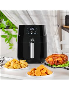 HOMCOM Compact 4.5L Digital Air Fryer, 1500W with Rapid Air Technology, Adjustable Settings & Nonstick Basket, Black 800-124V70 2