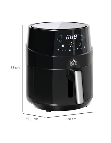 HOMCOM Compact 4.5L Digital Air Fryer, 1500W with Rapid Air Technology, Adjustable Settings & Nonstick Basket, Black 800-124V70