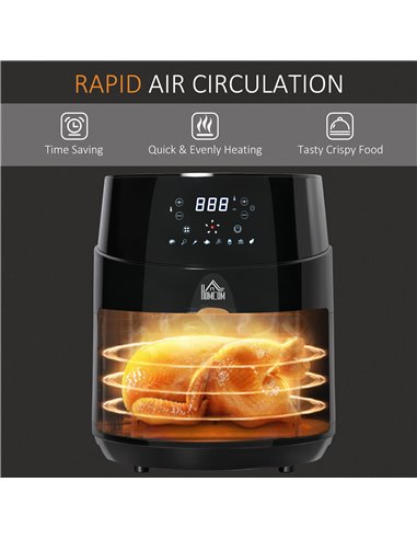 HOMCOM Compact 4.5L Digital Air Fryer, 1500W with Rapid Air Technology, Adjustable Settings & Nonstick Basket, Black 800-124V70