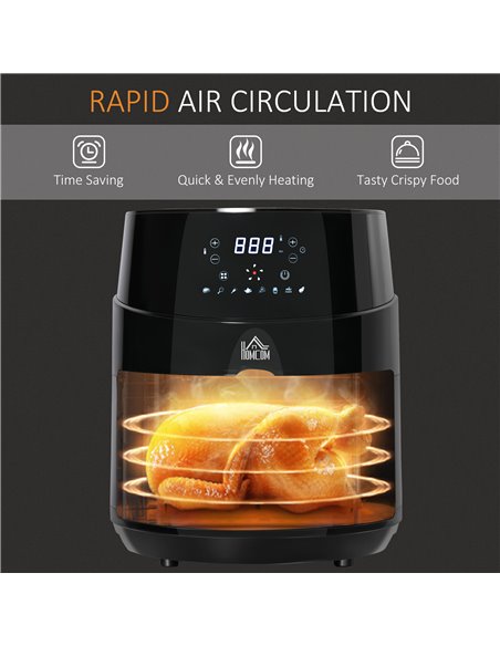HOMCOM Compact 4.5L Digital Air Fryer, 1500W with Rapid Air Technology, Adjustable Settings & Nonstick Basket, Black 800-124V70 - pic 67133 | FastDaddyshop
