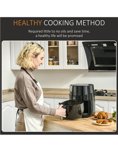 HOMCOM Compact 4.5L Digital Air Fryer, 1500W with Rapid Air Technology, Adjustable Settings & Nonstick Basket, Black 800-124V70
