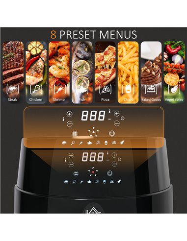 HOMCOM Compact 4.5L Digital Air Fryer, 1500W with Rapid Air Technology, Adjustable Settings & Nonstick Basket, Black 800-124V70