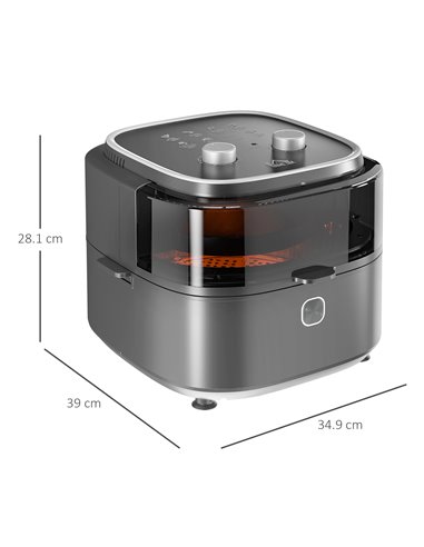 HOMCOM Family Air Fryer with Rapid Air Circulation and Recipes, 6.5L Oil Free Airfryer with 60-Minute Timer, Adjustable Temperat