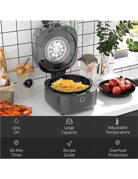 HOMCOM Family Air Fryer with Rapid Air Circulation and Recipes, 6.5L Oil Free Airfryer with 60-Minute Timer, Adjustable Temperat - pic 67141 | FastDaddyshop