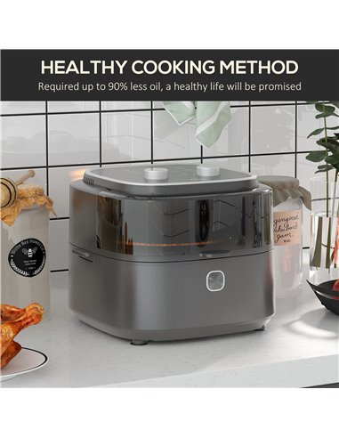 HOMCOM Family Air Fryer with Rapid Air Circulation and Recipes, 6.5L Oil Free Airfryer with 60-Minute Timer, Adjustable Temperat
