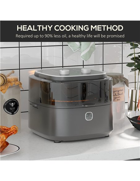 HOMCOM Family Air Fryer with Rapid Air Circulation and Recipes, 6.5L Oil Free Airfryer with 60-Minute Timer, Adjustable Temperat - pic 67142 | FastDaddyshop