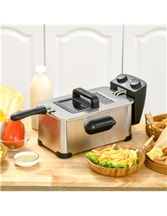 HOMCOM 2000W 3 Litre Stainless Steel Deep Fat Fryer, Black 800-172V70BK 2