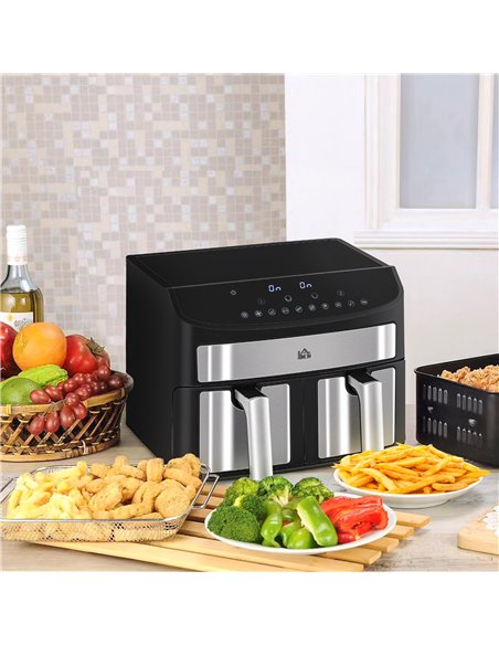 HOMCOM Dual Zone Air Fryer, 10-in-1 8L with Sync Cook & Sync Finish, 60-Minute Timer for Oil Free & Low Fat Cooking, 2400W 800-1 - pic 67157 | FastDaddyshop