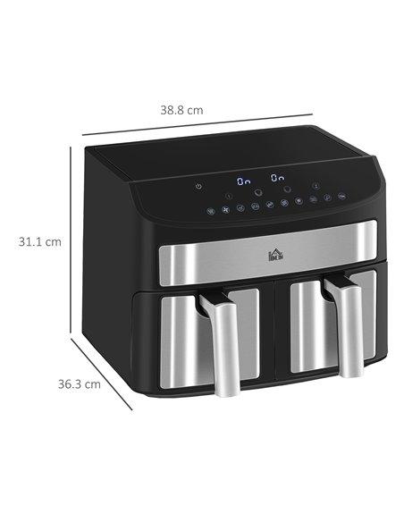 HOMCOM Dual Zone Air Fryer, 10-in-1 8L with Sync Cook & Sync Finish, 60-Minute Timer for Oil Free & Low Fat Cooking, 2400W 800-1 - pic 67158 | FastDaddyshop