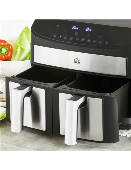 HOMCOM Dual Zone Air Fryer, 10-in-1 8L with Sync Cook & Sync Finish, 60-Minute Timer for Oil Free & Low Fat Cooking, 2400W 800-1 - pic 67163 | FastDaddyshop