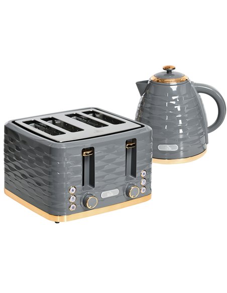 HOMCOM Kettle and 4 Slice Toaster Set 1600W 1.7L, Grey 800-162V70GY - pic 67165 | FastDaddyshop