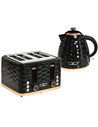 HOMCOM Kettle and 4 Slice Toaster Set, 1600W 1.7L, Black 800-162V70BK
