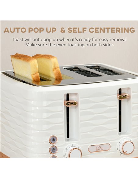 HOMCOM Kettle and Toaster Sets, 3000W 1.7L Rapid Boil Kettle & 4 Slice Toaster w/ 7 Browning Controls, Defrost, Reheat & Crumb T - pic 67188 | FastDaddyshop