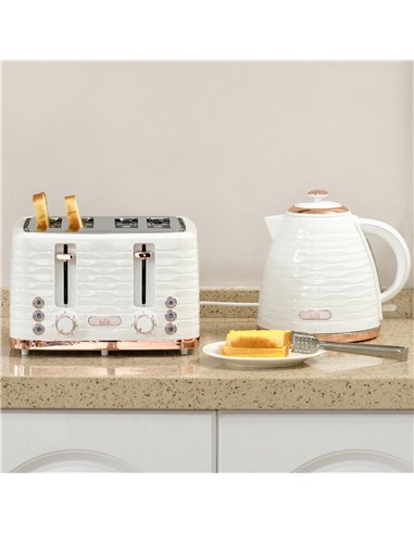 HOMCOM Kettle and Toaster Sets, 3000W 1.7L Rapid Boil Kettle & 4 Slice Toaster w/ 7 Browning Controls, Defrost, Reheat & Crumb T