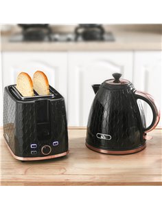 HOMCOM 1.7L 3000W Fast Boil Kettle & 2 Slice Toaster Set, Black 800-181V70BK 2