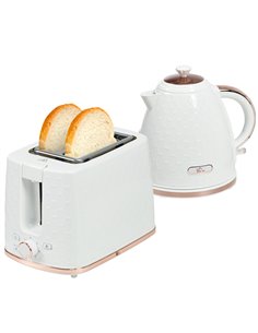 HOMCOM 1.7L 3000W Fast Boil Kettle & 2 Slice Toaster Set, White 800-181V70CW