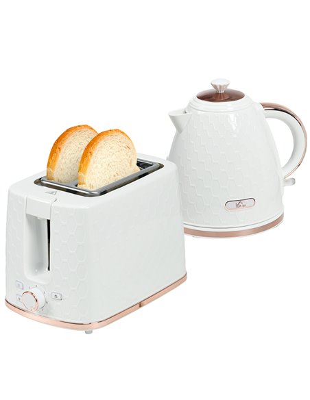 HOMCOM 1.7L 3000W Fast Boil Kettle & 2 Slice Toaster Set, White 800-181V70CW - pic 67246 | FastDaddyshop