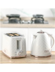 HOMCOM 1.7L 3000W Fast Boil Kettle & 2 Slice Toaster Set, White 800-181V70CW 2