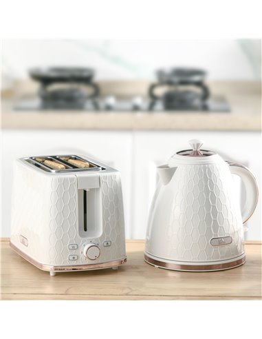 HOMCOM 1.7L 3000W Fast Boil Kettle & 2 Slice Toaster Set, Kettle and Toaster Set with Auto Shut Off, Browning Controls, White 80