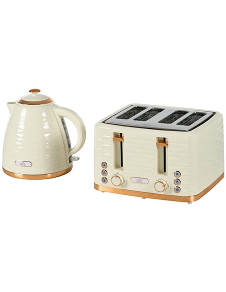 HOMCOM 3000W 1.7L Rapid Boil Kettle & 4 Slice Toaster, Beige 800-162V70BG - pic 67264 | FastDaddyshop