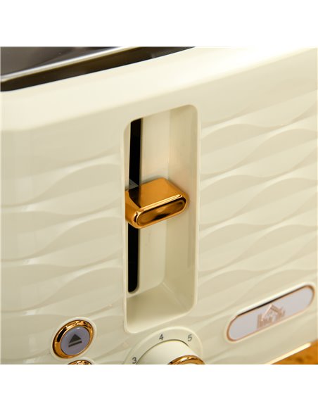 HOMCOM 3000W 1.7L Rapid Boil Kettle & 4 Slice Toaster, Kettle and Toaster Set with 7 Browning Controls and Crumb Tray, Beige 800 - pic 67272 | FastDaddyshop