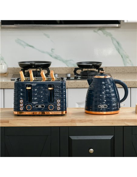 HOMCOM 3000W 1.7L Rapid Boil Kettle & 4 Slice Toaster, Kettle and Toaster Set with 7 Browning Controls and Crumb Tray, Blue 800- - pic 67279 | FastDaddyshop