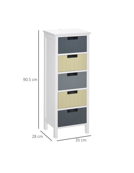 HOMCOM Chest of Drawers Storage Tower, Dresser Chest with 5 Detachable Drawers, Wood Top, Organizer Unit for Closets Bedroom Nur - pic 6730 | FastDaddyshop