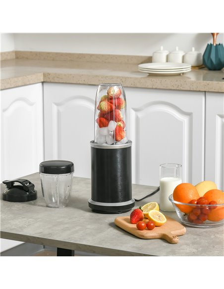 HOMCOM Blender Smoothie Maker, 1000W Countertop Blender with 0.7L and 0.35L BPA-Free Mix Cups, Cross Blade Base for Ice, Fruit a - pic 67309 | FastDaddyshop