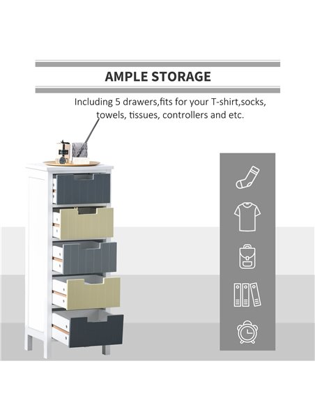 HOMCOM Chest of Drawers Storage Tower, Dresser Chest with 5 Detachable Drawers, Wood Top, Organizer Unit for Closets Bedroom Nur - pic 6731 | FastDaddyshop