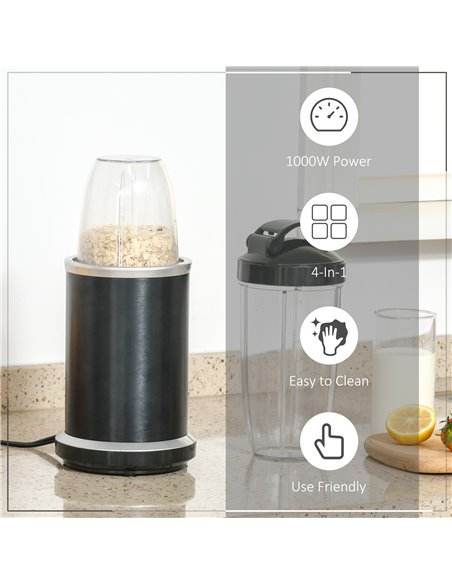 HOMCOM Blender Smoothie Maker, 1000W Countertop Blender with 0.7L and 0.35L BPA-Free Mix Cups, Cross Blade Base for Ice, Fruit a - pic 67312 | FastDaddyshop
