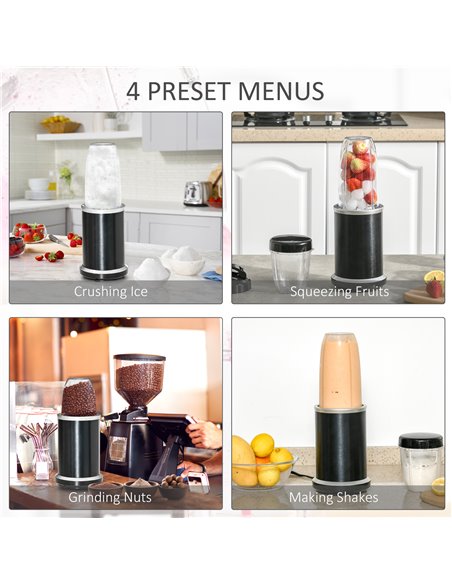 HOMCOM Blender Smoothie Maker, 1000W Countertop Blender with 0.7L and 0.35L BPA-Free Mix Cups, Cross Blade Base for Ice, Fruit a - pic 67315 | FastDaddyshop