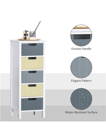 HOMCOM Chest of Drawers Storage Tower, Dresser Chest with 5 Detachable Drawers, Wood Top, Organizer Unit for Closets Bedroom Nur - pic 6732 | FastDaddyshop