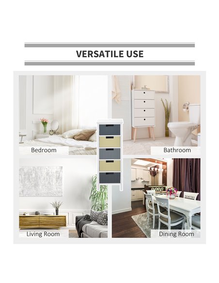 HOMCOM Chest of Drawers Storage Tower, Dresser Chest with 5 Detachable Drawers, Wood Top, Organizer Unit for Closets Bedroom Nur - pic 6733 | FastDaddyshop