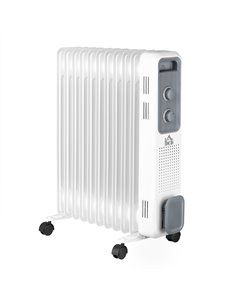 HOMCOM 2720W 11 Fins Oil Filled Radiator, Electric Heater, White 820-272