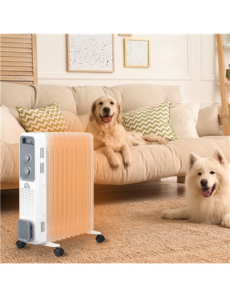 HOMCOM 2720W Oil Filled Radiator, Portable Electric Heater w/ 3 Heat Settings, Adjustable Thermostat, Safe Power-Off, 11 Fins 82 - pic 67355 | FastDaddyshop