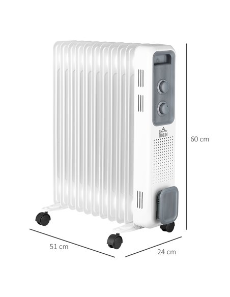 HOMCOM 2720W Oil Filled Radiator, Portable Electric Heater w/ 3 Heat Settings, Adjustable Thermostat, Safe Power-Off, 11 Fins 82 - pic 67356 | FastDaddyshop
