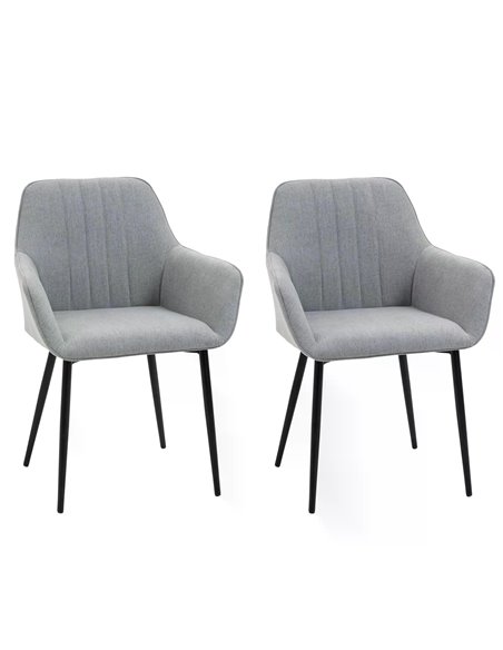 HOMCOM Dining Chairs Upholstered Linen Fabric Accent Chairs with Metal Legs, Set of 2, Light Grey 835-290V71 - pic 67363 | FastDaddyshop