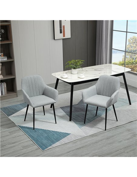 HOMCOM Dining Chairs Upholstered Linen Fabric Accent Chairs with Metal Legs, Set of 2, Light Grey 835-290V71 - pic 67364 | FastDaddyshop