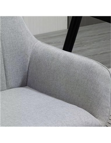HOMCOM Dining Chairs Upholstered Linen Fabric Accent Chairs with Metal Legs, Set of 2, Light Grey 835-290V71