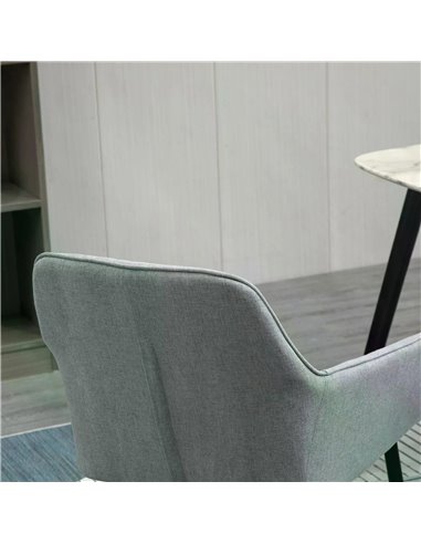 HOMCOM Dining Chairs Upholstered Linen Fabric Accent Chairs with Metal Legs, Set of 2, Light Grey 835-290V71