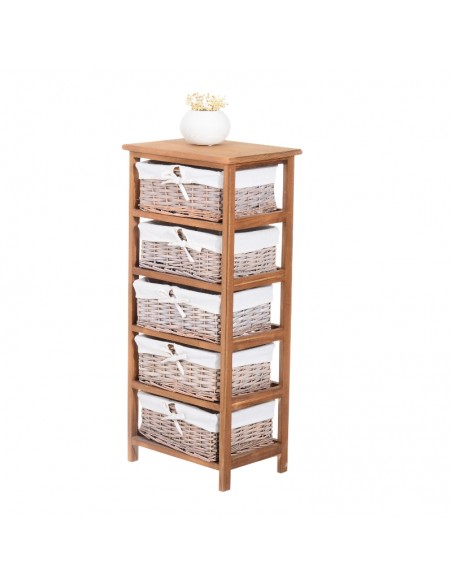Homcom 5 Drawer Dresser Wicker Basket Natural Finish - pic 6738 | FastDaddyshop