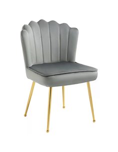 HOMCOM Velvet-Feel Shell Glam Luxe Accent Chair, Grey 839-169V70GY