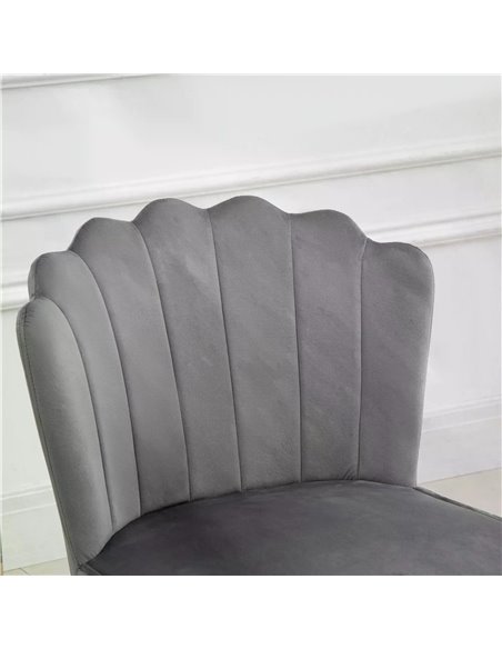 HOMCOM Velvet-Feel Shell Luxe Accent Chair, Glam Vanity Chair Makeup Seat, Home Bedroom Lounge with Metal Legs Comfort Padding,  - pic 67387 | FastDaddyshop