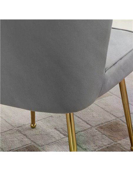 HOMCOM Velvet-Feel Shell Luxe Accent Chair, Glam Vanity Chair Makeup Seat, Home Bedroom Lounge with Metal Legs Comfort Padding,  - pic 67388 | FastDaddyshop