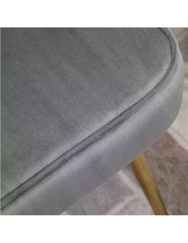 HOMCOM Velvet-Feel Shell Luxe Accent Chair, Glam Vanity Chair Makeup Seat, Home Bedroom Lounge with Metal Legs Comfort Padding, 