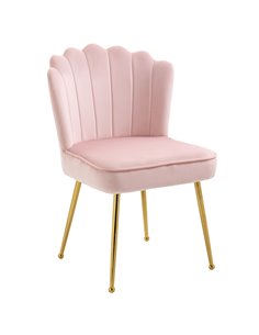 HOMCOM Velvet-Feel Shell Glam Luxe Accent Chair, Pink 839-169V70PK